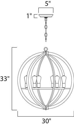 Bodega Bay 30' 6 Light Single-Tier Chandelier in Anthracite