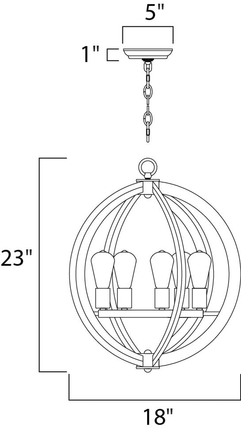 Bodega Bay 18' 5 Light Single-Tier Chandelier in Anthracite
