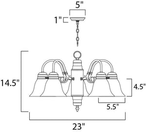 Builder Basics 23' 5 Light Down Light Chandelier in Satin Nickel