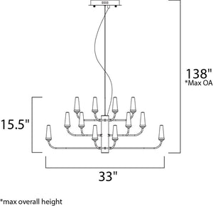 Candela 33' 24 Light Multi-Tier Chandelier in Polished Chrome