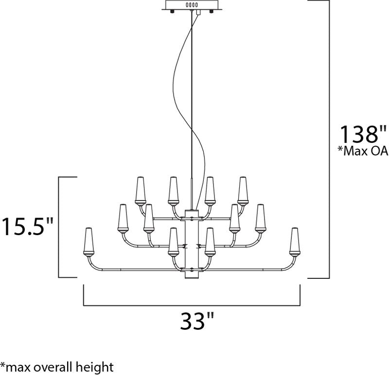 Candela 33' 24 Light Multi-Tier Chandelier in Bronze