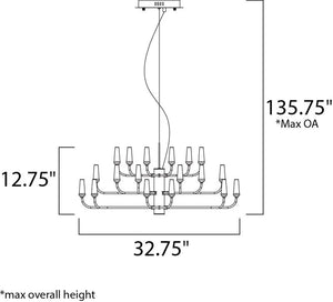 Candela 32.75' 36 Light Multi-Tier Chandelier in Bronze
