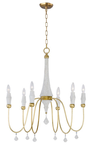 Claymore 28' 6 Light Chandelier in Claystone and Gold Leaf