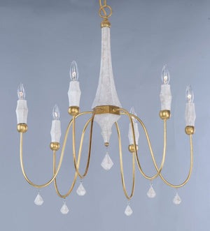 Claymore 28' 6 Light Chandelier in Claystone and Gold Leaf