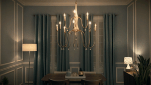 Claymore 12 Light Multi-Tier Chandelier in Claystone and Gold Leaf