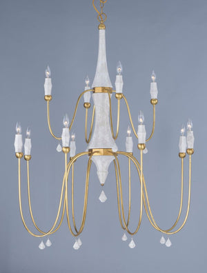 Claymore 12 Light Multi-Tier Chandelier in Claystone and Gold Leaf