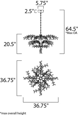 Cluster 36.75' 8 Light Multi-Tier Chandelier in Polished Nickel
