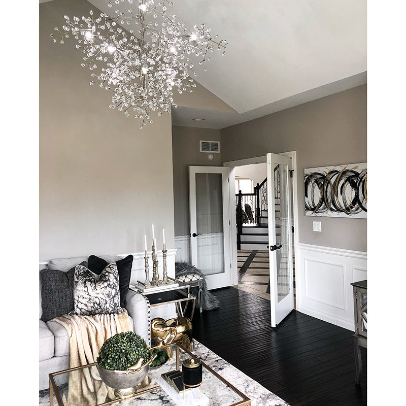 Cluster 36.75' 8 Light Multi-Tier Chandelier in Polished Nickel