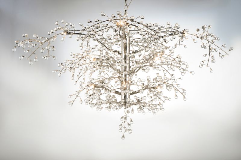 Cluster 47' 12 Light Multi-Tier Chandelier in Polished Nickel