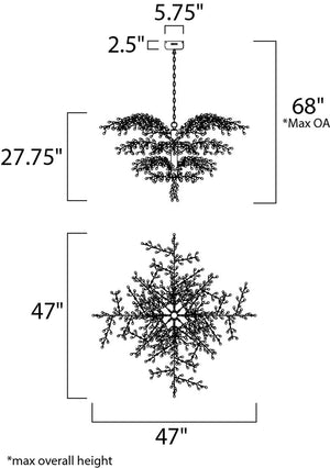 Cluster 47' 12 Light Multi-Tier Chandelier in Polished Nickel