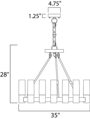 Contessa 35' 12 Light Single-Tier Chandelier in Natural Aged Brass
