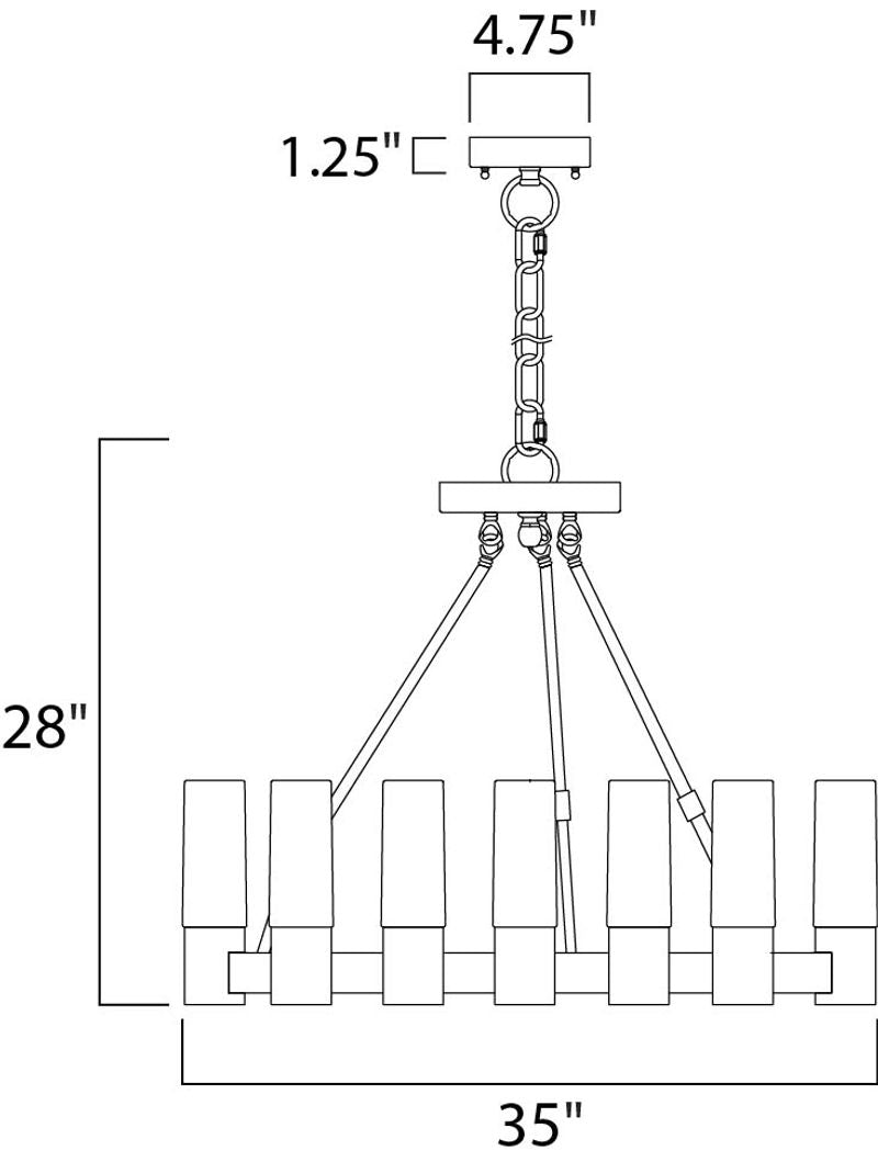 Contessa 35' 12 Light Single-Tier Chandelier in Natural Aged Brass