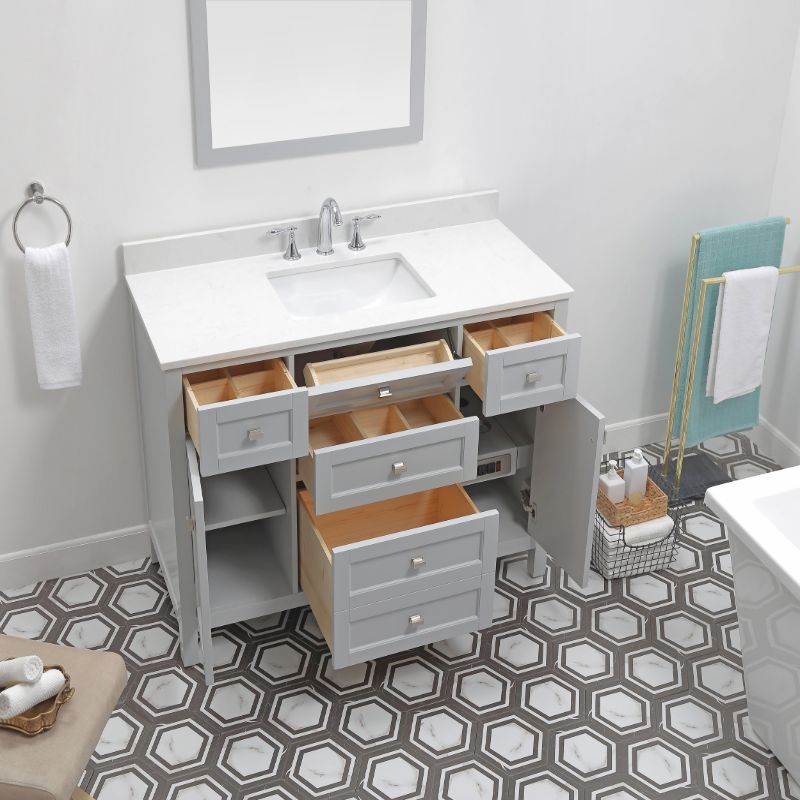 Juniper Dove Grey Freestanding Vanity Cabinet (48' x 34.5' x 21')