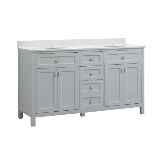 Juniper Dove Grey Freestanding Vanity Cabinet (60" x 34.5" x 21")