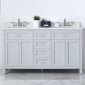 Juniper Dove Grey Freestanding Vanity Cabinet (60' x 34.5' x 21')