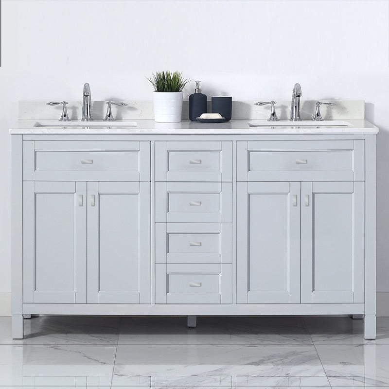 Juniper Dove Grey Freestanding Vanity Cabinet (60' x 34.5' x 21')