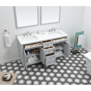 Juniper Dove Grey Freestanding Vanity Cabinet (60' x 34.5' x 21')