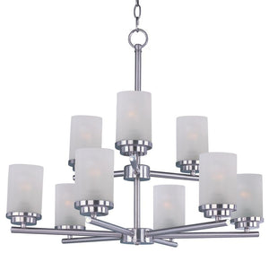 Corona 28' 9 Light Multi-Tier Chandelier in Satin Nickel