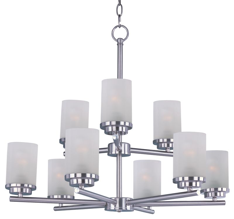 Corona 28' 9 Light Multi-Tier Chandelier in Satin Nickel