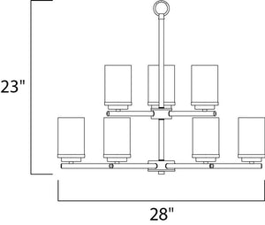 Corona 28' 9 Light Multi-Tier Chandelier in Satin Nickel