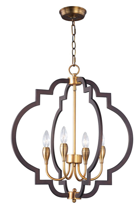 Crest 22.25" 4 Light Chandelier in Oil Rubbed Bronze Antique Brass