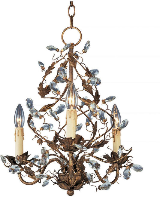 Elegante 18.5" 3 Light Mini-Chandelier in Etruscan Gold