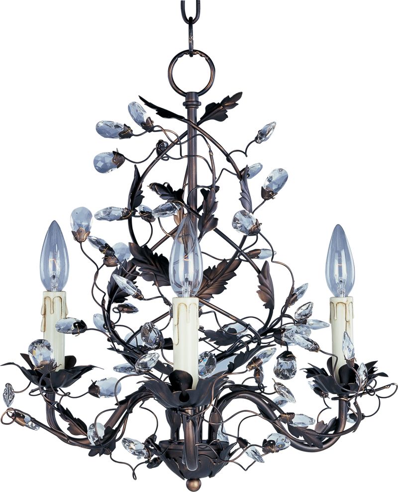 Elegante 18.5' 3 Light Mini-Chandelier in Oil Rubbed Bronze