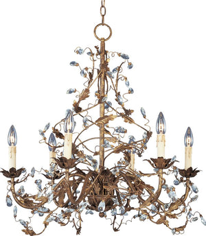 Elegante 26.5' 6 Light Single-Tier Chandelier in Etruscan Gold