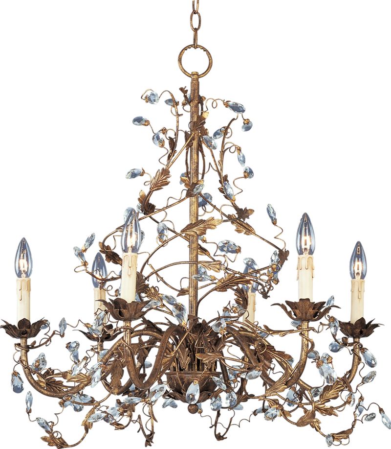Elegante 26.5' 6 Light Single-Tier Chandelier in Etruscan Gold