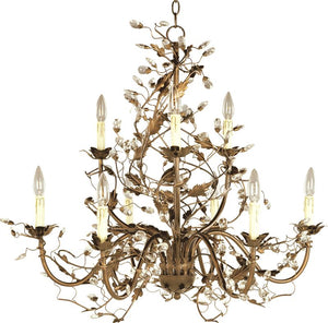 Elegante 29' 9 Light Multi-Tier Chandelier in Etruscan Gold