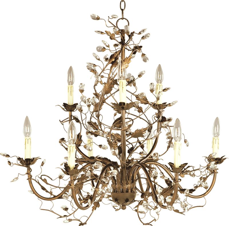Elegante 29' 9 Light Multi-Tier Chandelier in Etruscan Gold