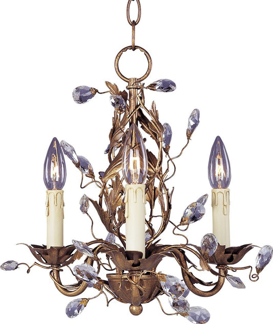 Elegante 14" 3 Light Mini-Chandelier in Etruscan Gold