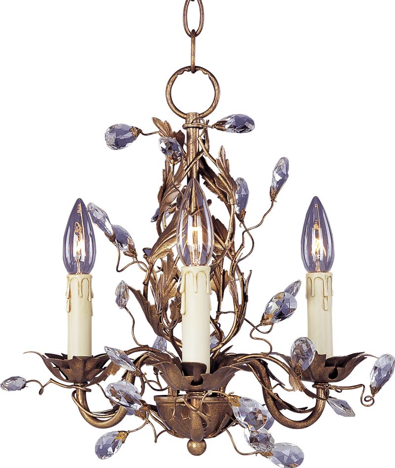Elegante 14' 3 Light Mini-Chandelier in Etruscan Gold