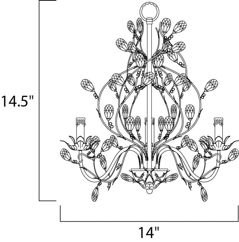 Elegante 14' 3 Light Mini-Chandelier Single-Tier Chandelier in Etruscan Gold