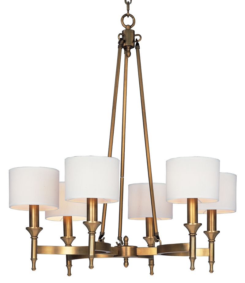 Fairmont 30' 6 Light Single-Tier Chandelier in Natural Aged Brass