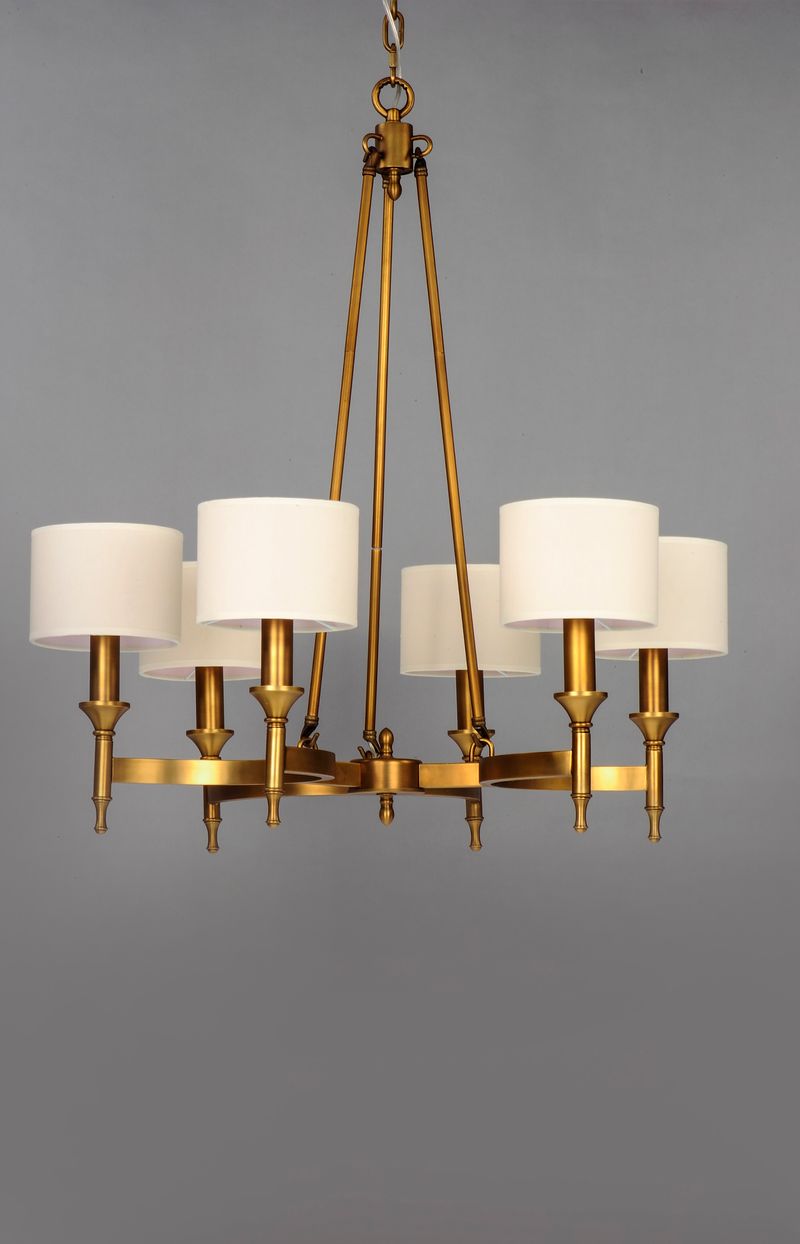 Fairmont 30' 6 Light Single-Tier Chandelier in Natural Aged Brass