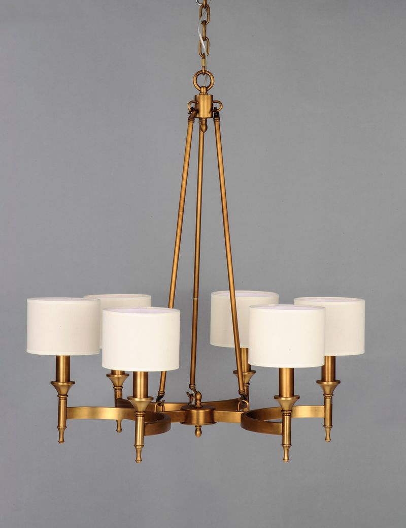 Fairmont 30' 6 Light Single-Tier Chandelier in Natural Aged Brass