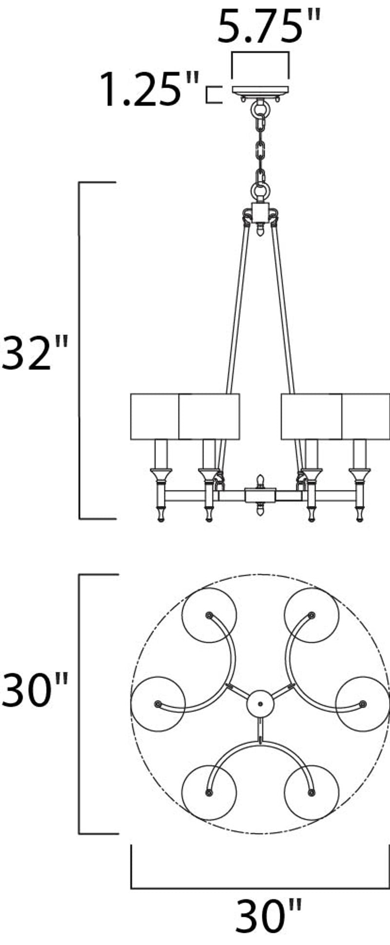 Fairmont 30' 6 Light Single-Tier Chandelier in Natural Aged Brass
