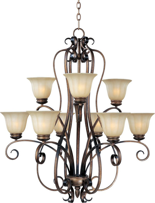 Fremont 34" 9 Light Multi-Tier Chandelier in Platinum Dusk
