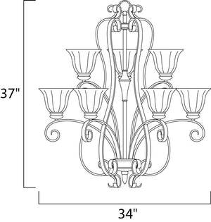 Fremont 34' 9 Light Multi-Tier Chandelier in Platinum Dusk