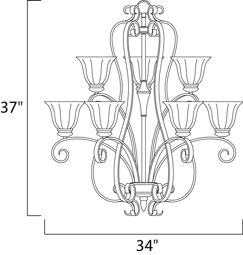 Fremont 34' 9 Light Multi-Tier Chandelier in Platinum Dusk