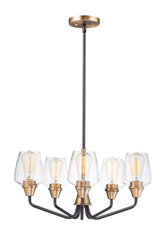Goblet 23" 5 Light Chandelier in Bronze and Antique Brass