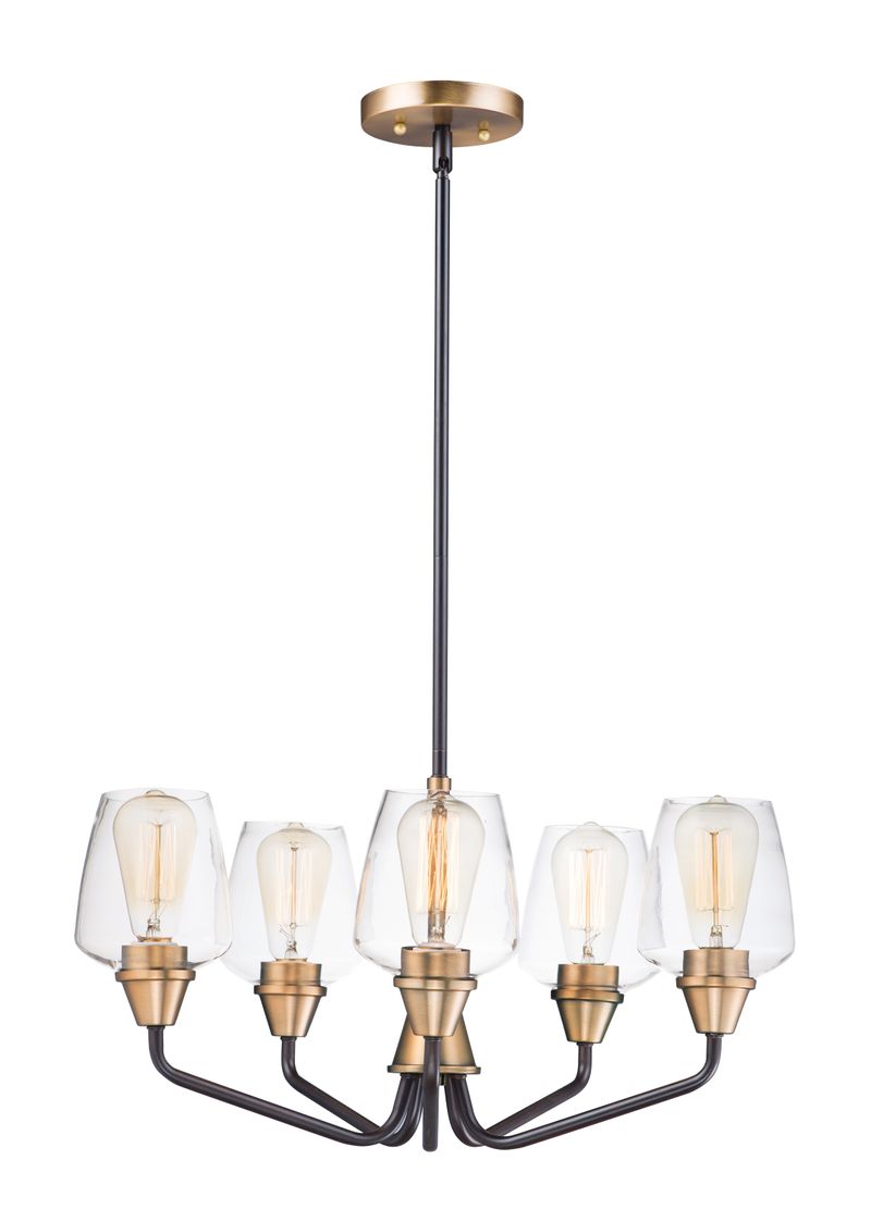 Goblet 23' 5 Light Chandelier in Bronze and Antique Brass