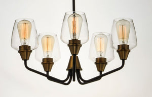 Goblet 23' 5 Light Chandelier in Bronze and Antique Brass