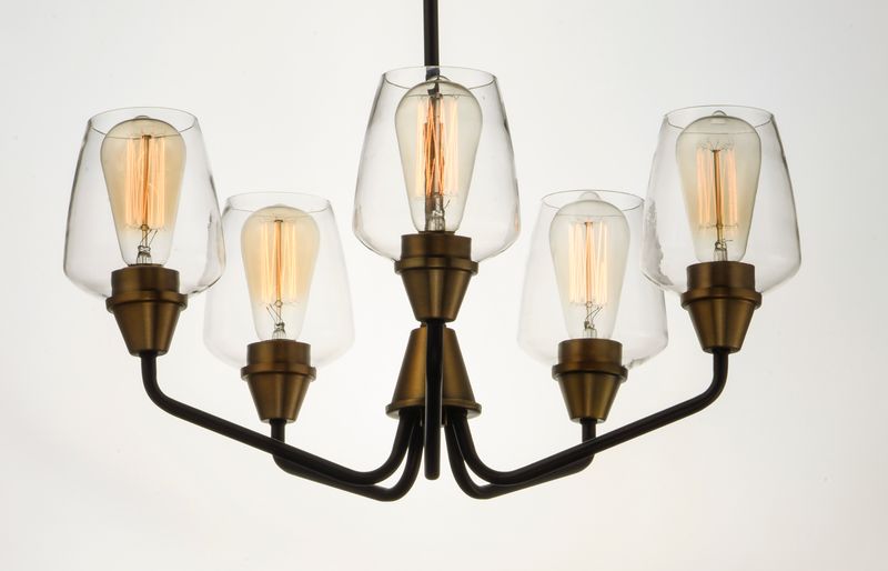 Goblet 23' 5 Light Chandelier in Bronze and Antique Brass