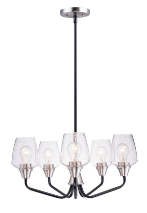 Goblet 23' 5 Light Chandelier in Black and Satin Nickel