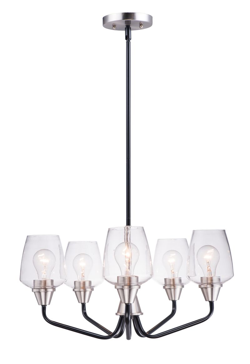 Goblet 23' 5 Light Chandelier in Black and Satin Nickel