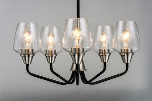 Goblet 23' 5 Light Chandelier in Black and Satin Nickel