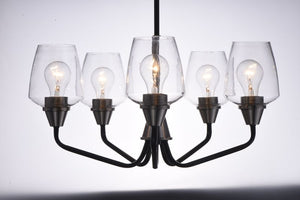 Goblet 23' 5 Light Chandelier in Black and Satin Nickel