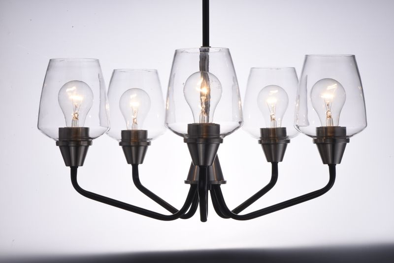 Goblet 23' 5 Light Chandelier in Black and Satin Nickel